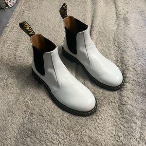 White Dr.Marten slip on Chelsea boots